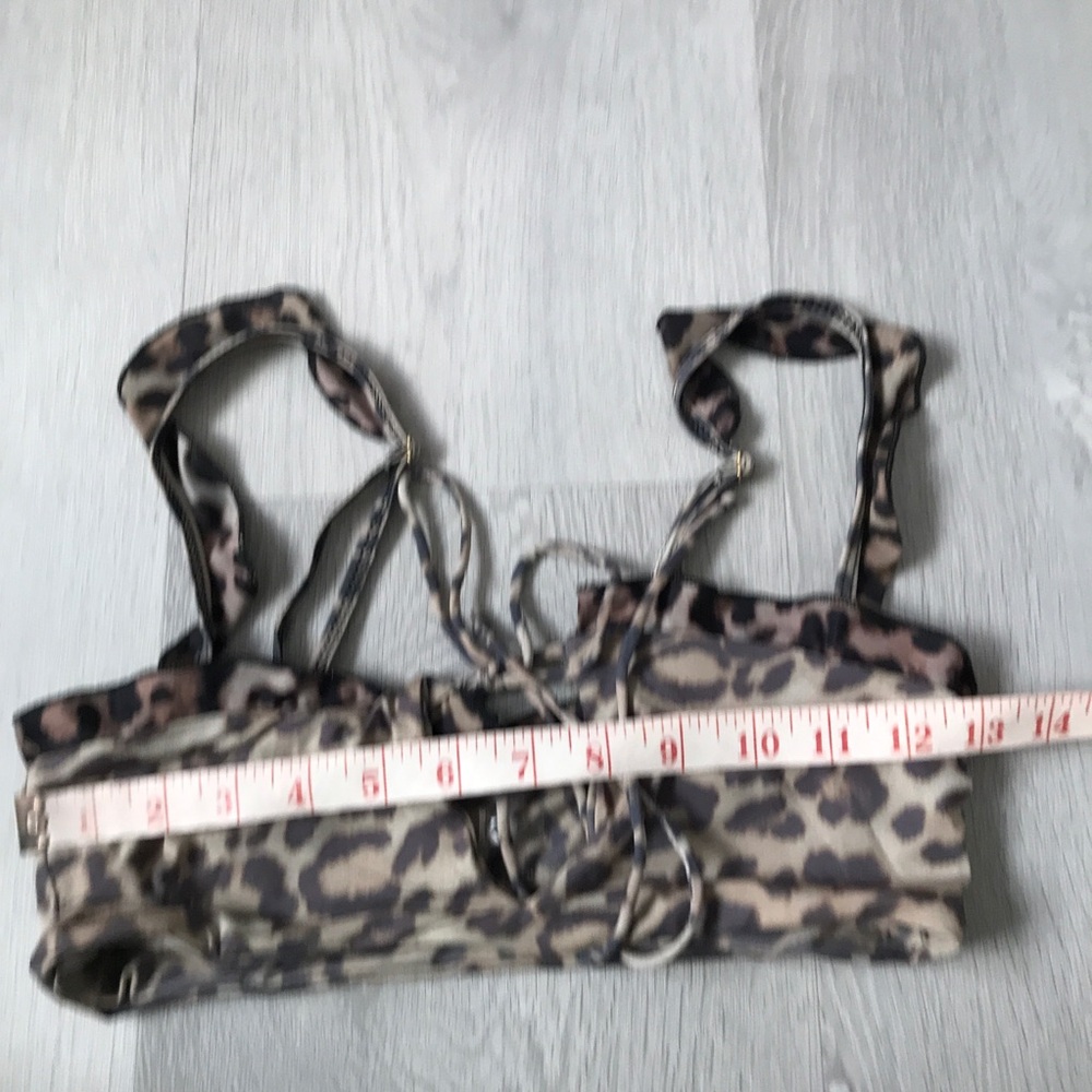 FRANKIES BROWN BIKINI TOP BROWN RUFFLE KEYHOLE FRONT WOMENS SMALL - Picture 4 of 6